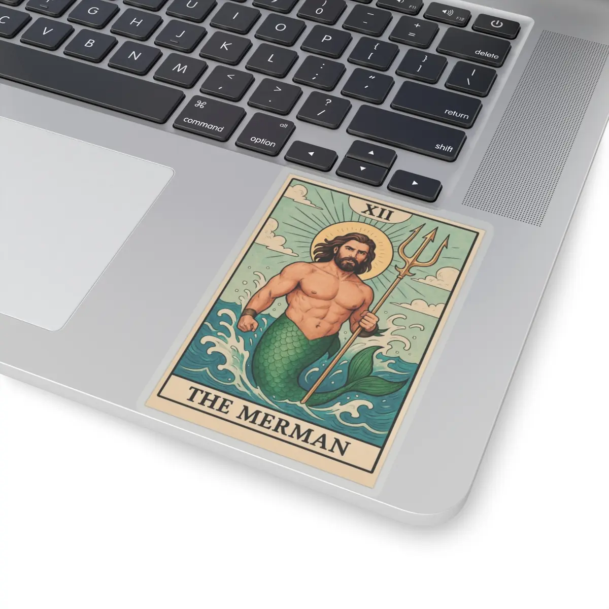 Erotikana Merman Sticker, Underwater Fantasy Kiss-Cut Stickers, Mythical Creature Decal, Ocean Lover Gift, Sea Life Decor, Laptop Decal