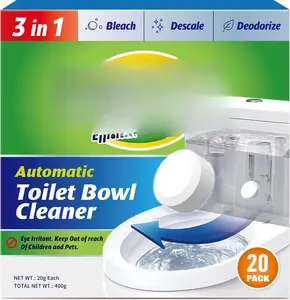 Toilet Bowl Cleaner Tablets - 20 count Automatic Bleach Toilet Cleaner Tablets, Slow-Releasing Deodorizing & Descaling,  Bathroom Tank Cleaner