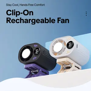 2026 Clip-on Handheld Rechargeable Fan, Adjustable Fan with Digital Display, Stepless Speed, Semiconductor Cold Plate, Quiet Cooling for Outdoor, Desk Use,Car Clip-On Fan, Car Accessories, Mobile Compact Portable Fan with LED Display