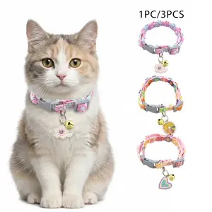 1 Pack or 3 Pack Colorful Lace Cat and Dog Collars, Harnesses, Adjustable Neck Accessories with Sunflower Heart or Lemon Pendants, Pet Everyday Wear for Small Dogs and Cats