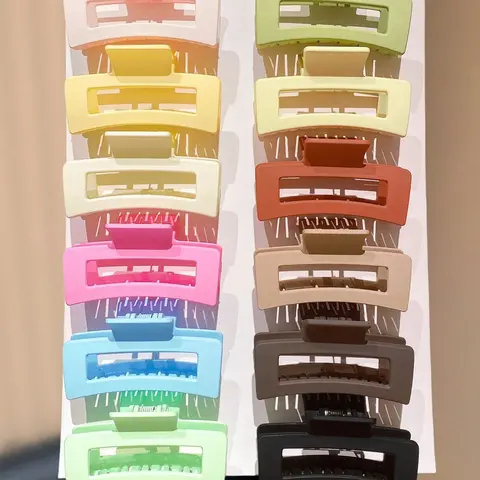 12 Random Color Square Hair Clips Hair Claws Set, Claw Clip Pack, Super Cute Clips, Fashion Cute Girls Gift, Essential Women's Hair Accessory, Perfect for Daily Wear, Fashion Hair Accessories, Hairclips