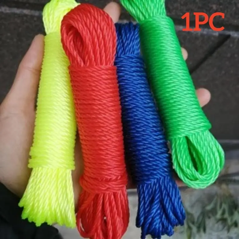 10m Long 2.5mm Clothesline, Multi-Functional Durable Nylon & PE Thickened Rope for Outdoor, Household, Tent and Camping Use