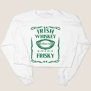 St. Patricks Day Sweatshirt Cropped - Irish Whiskey