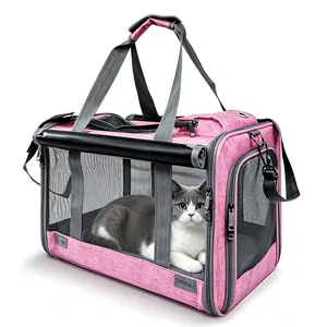 Large Cat Carrier Soft Sided, Portable Pet Travel Bag for Medium Cats & Small Dogs, Breathable Mesh Dog Carrier with Privacy Protection for Travel