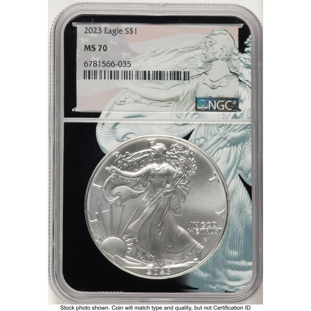 Modern Bullion Coins (2023 Silver Eagle Black Silver Eagle Core Overlay/Label)