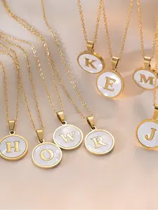 1pc Gold Name Initial Pendant Necklace, A-Z Option, Suitable For Daily Wear - BlueStar