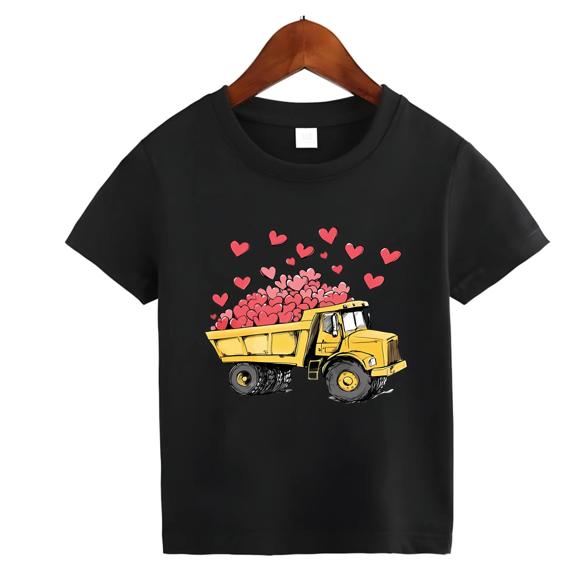 Boys Girls Valentines T-shirt Toddler Love Heart Truck Graphic Short Sleeve Raglan Little Kids Top 2-10Y,Valentine's Day gifts, Valentine's Day children's clothing