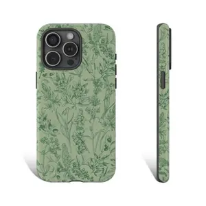 Wildflower Phone Case Floral Phone Case Sage Green Phone Case Suitable for IPhone17 11 12 13 14 15 16 Pro Max Air Plus