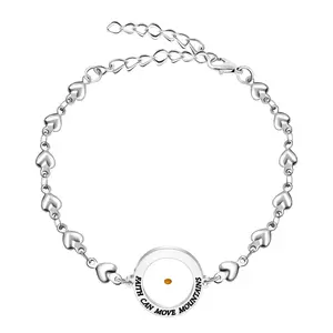 Faith Can Move Mountains' Mustard Seed Bracelet: Stainless Steel Heart Chain Adjustable Christian Faith Jewelry for Baptism Birthday Encouragement