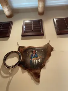 Hand painted leather cowhide wall decor