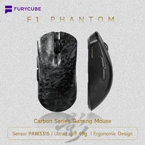 FURYCUBE F1 Carbon Series Gaming Mouse PAW3315 Sensor, 2.4G Wireless/Bluetooth/Wired, 49g Lightweighted Professional Mouse, 6 Level Adjustable DPI up to 24000, Independent Driver Auto-clicker Gaming/Office Mouse, TikTokShopCyberMonday tiktokshopspringglow