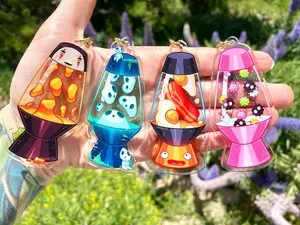 Lava Lamp Acrylic Keychain: Fire Demon, Candy Sprites, Forest Spirits Gift for Him, Boyfriend, Husband Gifts