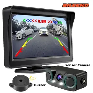 4.3 Inch Desktop Display with Triple-Combo Backup Camera, Easy Install Parking Aid Kit, Eliminate Blind Spots, Hassle-Free Reverse Parking