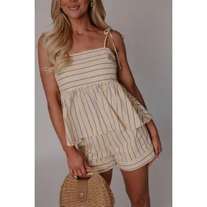 Carlie Striped Shorts Set-Lemon