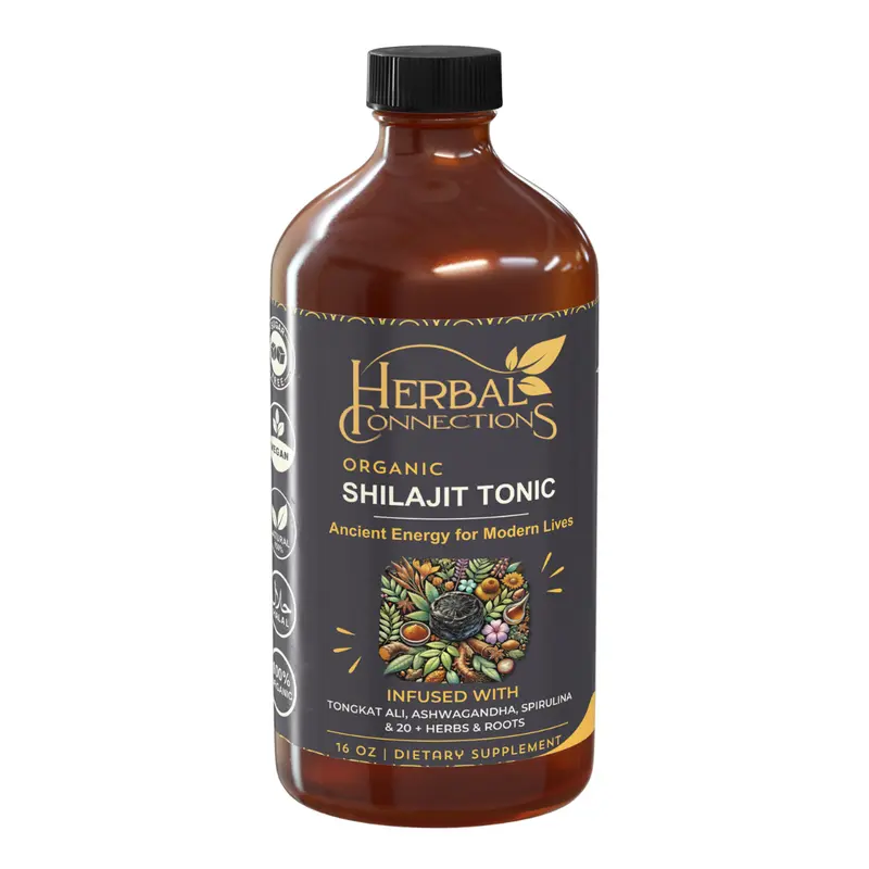 Organic Shilajit Tonic – 32 Servings – 20 Herb Formula with Shilajit, Ashwagandha & Spirulina | Energy Support, Vitality & Focus Healthcare Natural