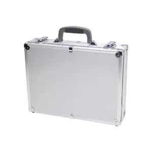 212 MAIN Silver Aluminum Men's Briefcase - 4x12x16 in, 2 Latches, Key Locks, Removable File, Rubber Handle, Smooth Panels (Luggage & Bags)