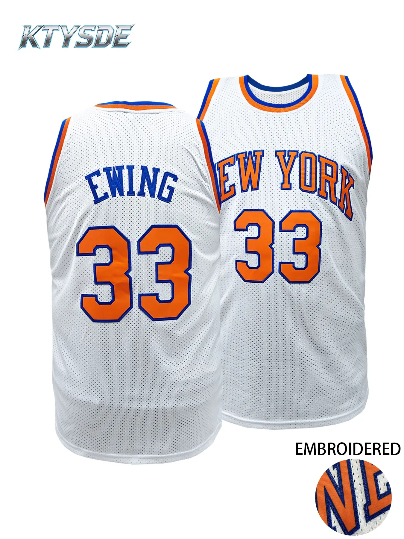 KTYSDE Premium Embroidered New York 33 Basketball Jersey, Jersey Top, Sporty Sports Top, Breathable Comfortable Mesh Sports Shirt, Unisex Retro Athletic Uniform for All Occasions