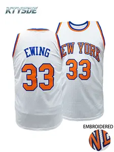 KTYSDE Premium Embroidered New York 33 Basketball Jersey, Breathable Comfortable Mesh Sports Shirt, Unisex Retro Athletic Uniform for All Occasions