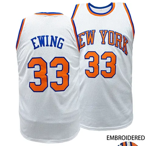 KTYSDE Premium Embroidered New York 33 Basketball Jersey, Embroidered Basketball Jerseys, Jersey Top, Sporty Sports Top, Breathable Comfortable Mesh Sports Shirt, Unisex Retro Athletic Uniform for All Occasions