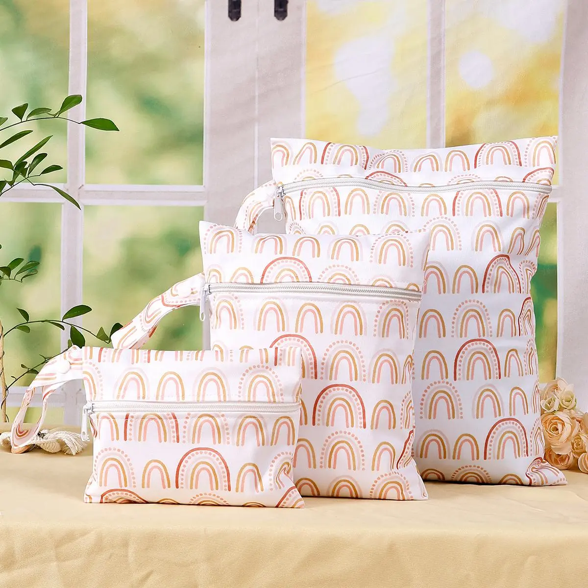 Waterproof Diaper Bag with Changing Pad Set, 3 Counts/set Diaper Changing Mat & Wipes Bag & Storage Bag, Baby Travel Essentials for Outdoor, Multifunctional Hanging Bag, Travel Diaper Tote, Lightweight Diaper Handbag Gift