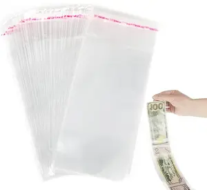 100pcs Cake Money Box Transparent Bag, Resealable Cellophane Adhesive Self-Sealing Clear Plastic Packing Bag for Birthday Wedding Party Decoration,3.1X7.5in