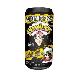 WARHEADS Atomic Fizz Extreme Sour Fizzing Hard Candy 1.48 oz Canister Sour Apple Black Cherry Blue Raspberry Lemon Watermelon Flavors Individually Wrapped Bulk Candy