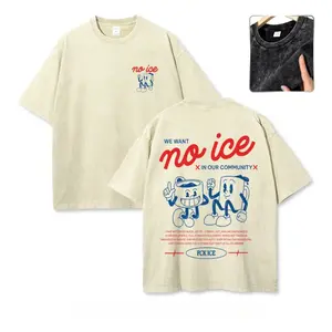 No People Illegal Anti ICE Oversize Unisex Washed T-Shirt for Women and Men's Unisex Fit Batik Cotton Oversize Streetwear Menswear  Super Soft Pre-Shrunk