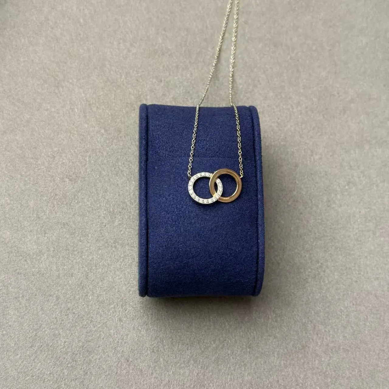Pre-owned H1 Cartier Love Series Double Ring Necklace AJL 0803002