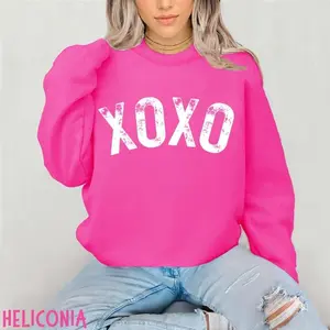XOXO sweatshirt, Valentines Sweater, Galentines Sweater, Pink Valentines Day sweatshirt, XOXO Crewneck Sweatshirt, xoxo gift for girlfriend - EVA RAMOS
