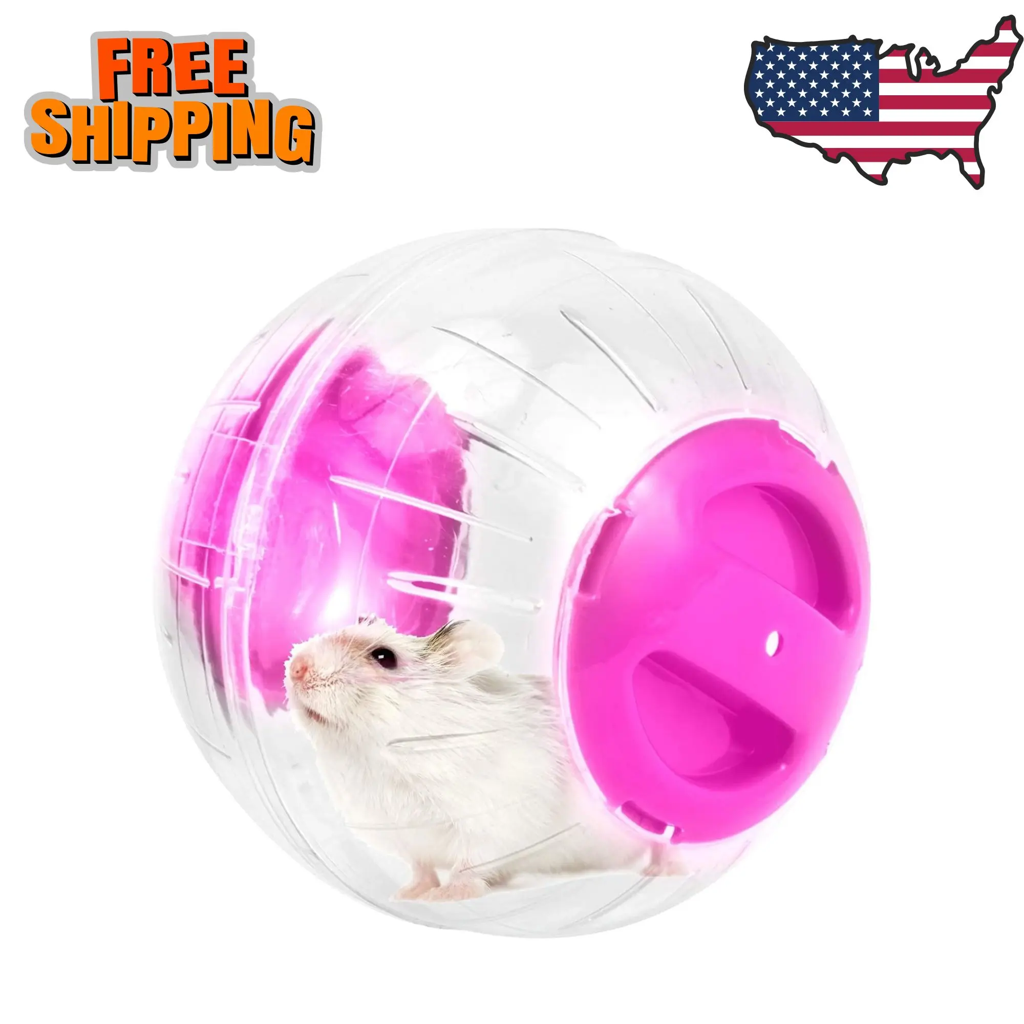 Mini New Cute Dwarf Hamster Running Ball 4.7 Inches Crystal Ball (Pink)