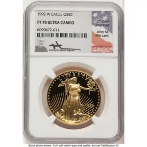 Modern Bullion Coins (1992-W Proof Gold Eagle 1 oz John Mercanti)