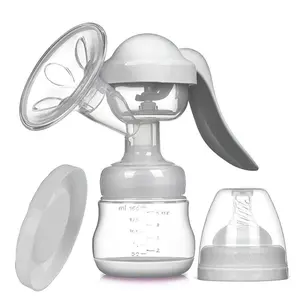 Manual Breast Pump for Breastfeeding, Small Portable Silicone Hand Pump with Enhanced Suction for Breast Milk Expression, 5oz / 150ml Capacity, with Bottle Conversion Travel