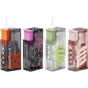 4-Piece Family Floss Pick Dispenser Set with 40 Dental Floss Picks, Refillable Travel Floss Container & Toothpick Holder, Portable Floss Sticks Kit Adults (4 Piece Family Pack)