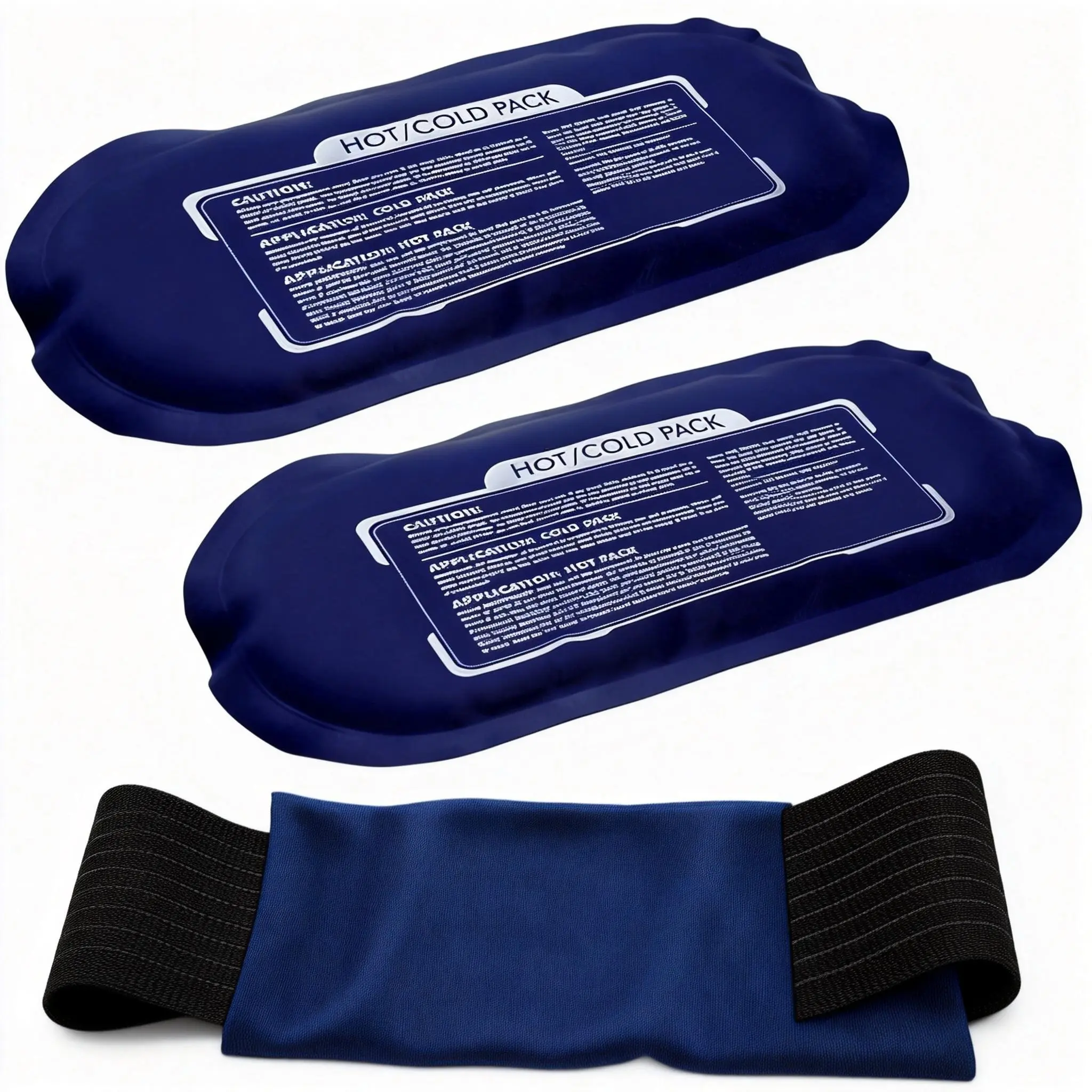 Reusable Ice Packs for Injuries, 3-Piece Set, Reusable Gel Cold Packs, Ice Compress, Adjustable & Flexible for Knees, Back, Shoulders, Arms and Legs, Cooling Pads