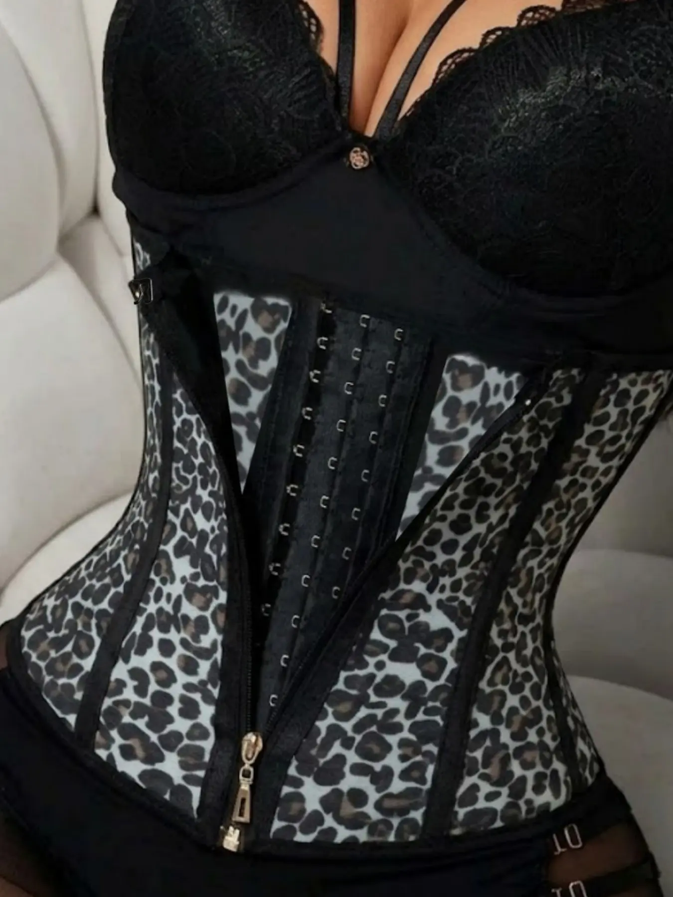 1 Count Women's Leopard Print Zipper & Hooks Closure Waist Cincher, Fajas, Boned Structured Hourglass Silhouette Shaper Girdle, Tummy Control Shapewear Belts, Solid Color Soft Fabric Comfortable Waist Trainer, Ideal for Sports & Gym & Yoga
