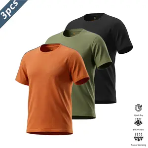 3-Pack #Men's Performance Poly Tee | Quick-Dry Athletic Shirt | Best for Workouts & Summer | No Sweat Marks