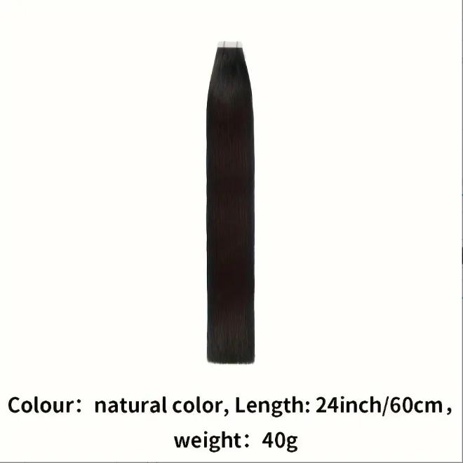 20PCS 30g Double-Sided Seamless Tape-In Real Human Hair Extensions, Natural Black #1B Straight 12-28 Inches, Premium Reusable Long-Lasting Hair, Easy Application & Gentle On Hair