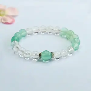White Crystal Green Fluorite Bracelet, Women's Decorative Bracelet, Suitable for Holiday Gifts