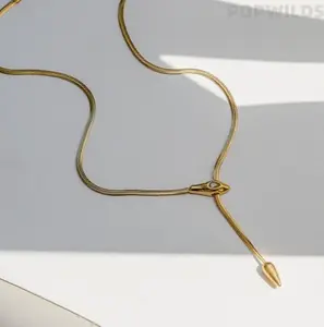 Women's Snake Head Necklace - European-American Trendy Personalized Minimalist Cool Accessory, Long Flexible Thin Ornamental Chain Jewelry for Daily Wear & Occasion Outfits, Chain Jewelry Necklaces, Long Flexible Necklaces