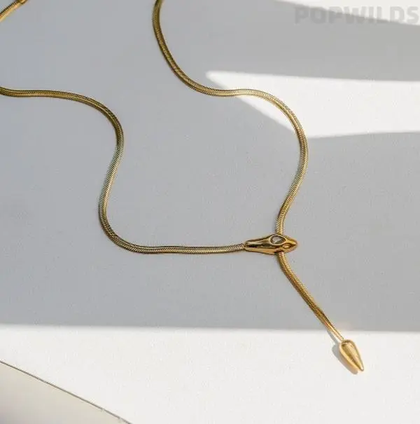 Women's Snake Head Necklace - European-American Trendy Personalized Minimalist Cool Accessory, Long Flexible Thin Ornamental Chain Jewelry for Daily Wear & Occasion Outfits, Chain Jewelry Necklaces, Long Flexible Necklaces