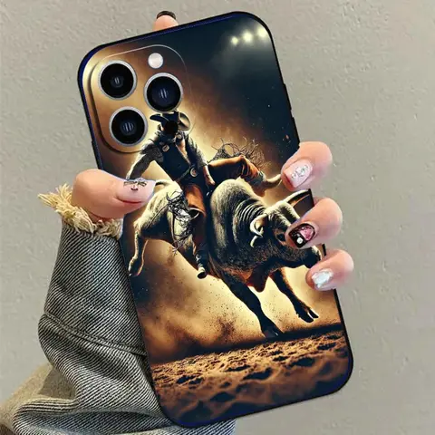 Straight Edge Cowboy Pattern Soft Silicone-TPU Protective Casing for iPhone 17 Pro Max,16 Pro,16 Plus,15,14,13,12,11,Air E - Multi-Model Fit, Raised Lips, Drop Protection, Shockproof, Scratch-Resistant, Durable, Yellowing-Resistant Mobile Phone Cover