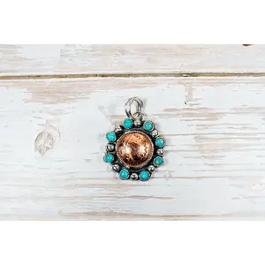 Handmade Sterling Silver Kingman Turquoise and 1896 Indian Head Penny Pendant
