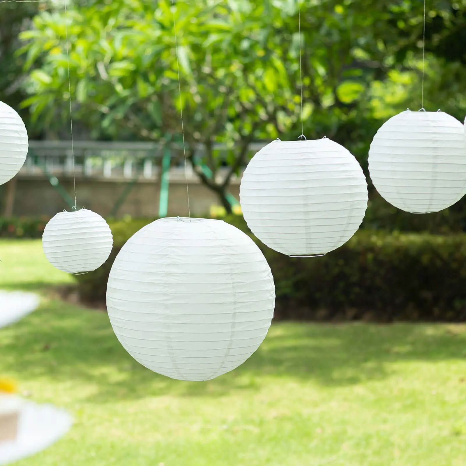 8-Piece Ivory Hanging Paper Lanterns Set - Assorted Sizes (6",8",10",14") Decorative Round Chinese Sky Lanterns for Party Supplies