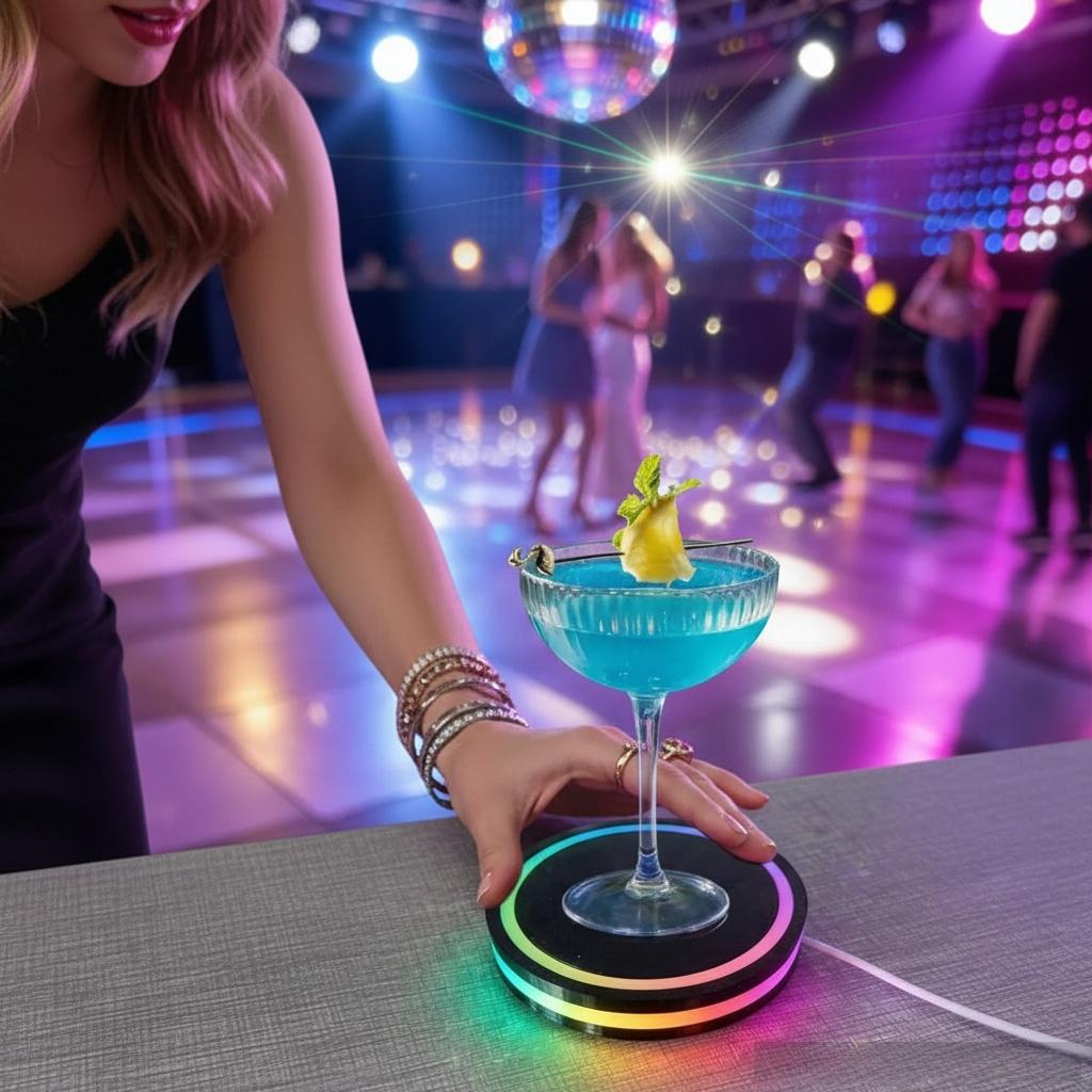 Intelligent Cocktail Coaster Adjustable Color Cup Mat