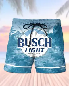 Busch Light Men's Casual Drinking Print Beach Shorts,  Beach Ready! Quick-Dry & Comfy Beach Shorts
