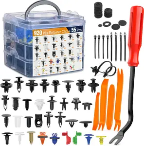 975-Piece Universal Car Push Retainer Clips Kit 33 Sizes Auto Fasteners with Removal Tool Heavy-Duty Nylon Clips for Vehicle Repair