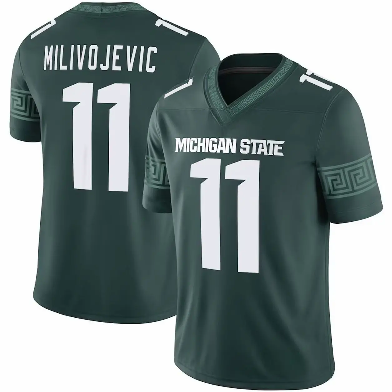 Unisex Football Inspired #11 Milivojevic Michigan State Spartans Team Game Football Jersey - Green