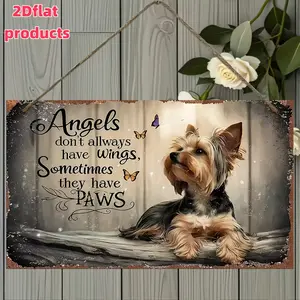 Vintage Yorkshire Terrier Dog Wall Plaque Inspirational QuoteSign Home Office Decor Yorkie Lover Gift Pet Memorial Personalized Housewarming Present Unique 2D Flat Wall Art for Garden Bar Living Room