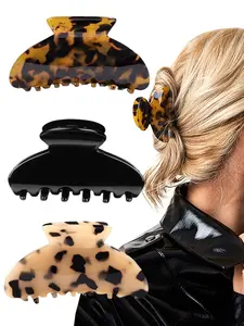 3PCS Hair Claw Banana Clips tortoise Barrettes Celluloid French Design Barrettes celluloid Leopard print Large Fashion Accessories for Women Girls