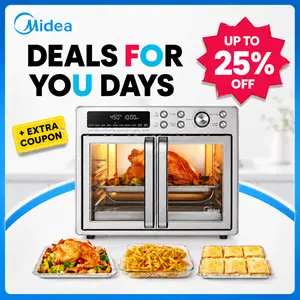 [2026 Kitchen Hack] Midea Flexify French Door Air Fryer Toaster Oven Combo 26.4 QT, Extra Large Countertop Air Fryer Oven 10-in-1 Combo 25% Faster Cooking & 90% Less Oil, Elegant Design Convection Fan, Gift of the Season